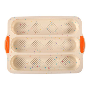 Bestseller 3-Cavity Perforated French Bread Pan - Non-Stick <b>Silicone</b> Baguette Mold with Easy Release Design - Product Image 6