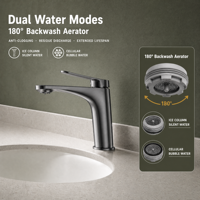 Robinet de lavabo gris bronze H3286, mitigeur monocommande à poser sur le comptoir pour salle de bain