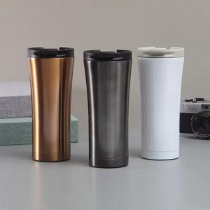 Stainless Steel Tumbler Vacuum <b>Insulated</b> Double <b>Wall</b> Travel Mug With Lid Minimalist Design Copper Black White Colors - Product Image 1