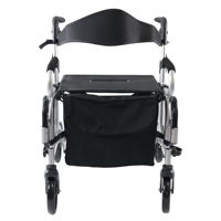 Déambulateur 2 en 1, fauteuil roulant pour personnes âgées et adultes, transport pliable, léger, en aluminium, chaise de transport