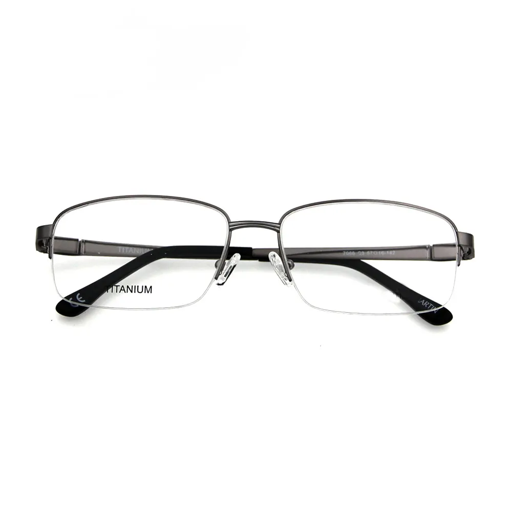 Kaliteli popüler moda gözlük yönetici optik titanyum çerçeve ile büyük boy şeffaf Lens gözlük