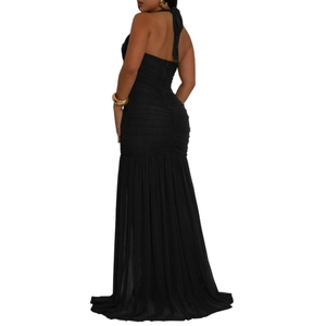 ชุดเดรสยาวผ้าตาข่ายคุณภาพสูง เอวธรรมชาติ สีพื้นเรียบ ไร้แขน เปิดหลัง เซ็กซี่ ผ่าข้าง แฟชั่นฤดูร้อนสำหรับผู้หญิง - Product Image 4