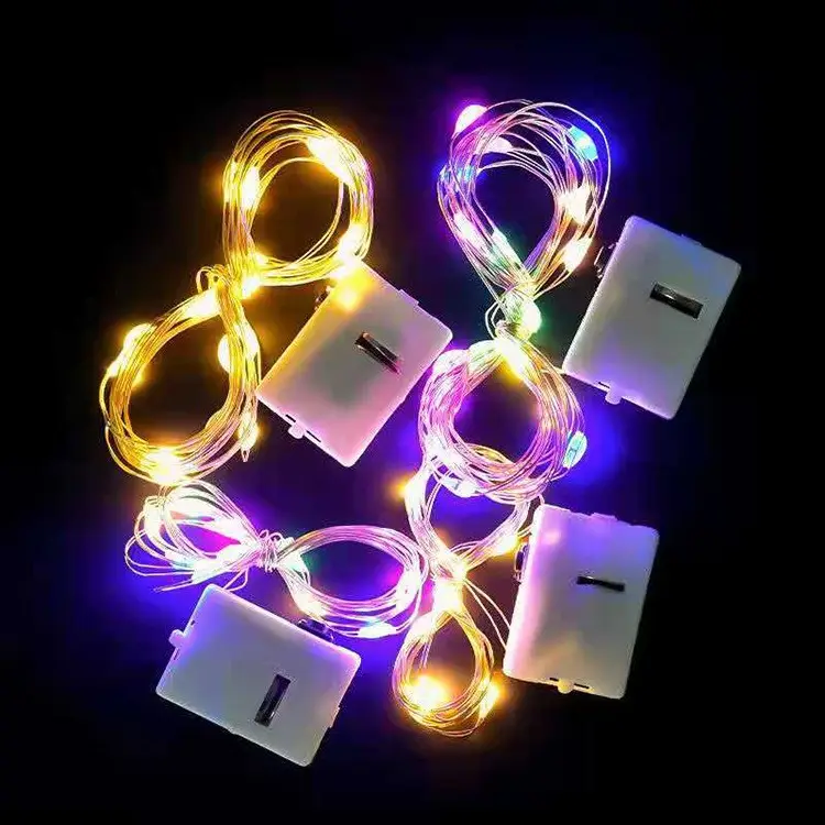 Diskon Besar Dekorasi Festival Natal 1M 10Leds 2M 20Led Lampu Kawat Tembaga Mini Baterai Dioperasikan Led Strip String Lampu Peri