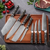 Couteau de chef en acier Damas, manche incrusté de feuille d'or, lame tranchante et durable, couteau de cuisine ergonomique antidérapant