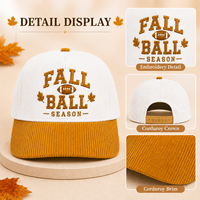 Casquette de baseball rétro en velours côtelé Dymf de haute qualité, 5 panneaux, bicolore, pour la saison de l'automne, personnalisable