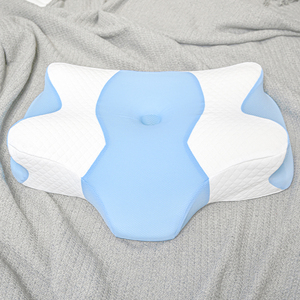 Almohada ortopédica de espuma viscoelástica cervical de rebote lento en forma de mariposa de doble altura para personas que duermen de cara - Product Image 1