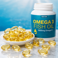 Huile de poisson Oméga-3 1000mg Gélules molles EPA 645mg DHA 310mg Mini Gélules molles Complément alimentaire 100 unités OEM ODM Marque privée