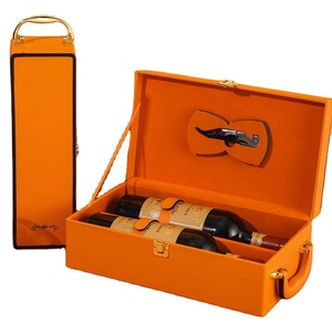 Multi Specification Red Wine <b>Gift</b> Box Classic Vitality <b>Orange</b> <b>Gift</b> Box High end PU Leather material <b>Gift</b> Box - Product Image 1