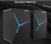 Promotionnel Jedel Mini Bureau RGB LED Stéréo Filaire USB Gaming Haut-parleurs Colorés pour Ordinateur Portable et Ordinateur