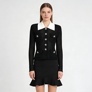 Nuova Collezione Primavera 2026: Top Elegante a Maniche Lunghe con Fibbia Decorativa, Slim-fit, Stile Socialite - Product Image 1