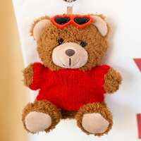 Teddybeer Hanger Sleutelhanger Aanpasbare Bedrukte Naam Logo Graduatie Cadeau Mesh Pp Katoenen Knuffel Schooltas Stress Verlichting