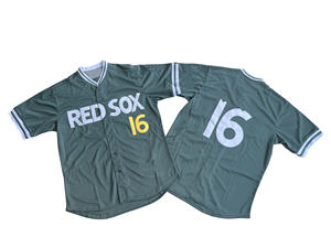 Camisetas de Béisbol Personalizadas con Logotipo Sublimado de los <span class=keywords><strong>Boston</strong></span> <span class=keywords><strong>Red</strong></span> <span class=keywords><strong>Sox</strong></span>, Cuello en V, Uniformes Masculinos con Botones, Personalizables, para Fanáticos de la Béisbol de EE. UU. - Product Image 4