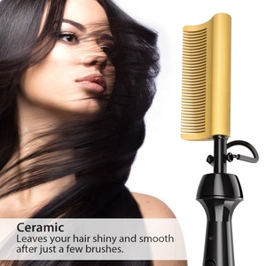 Professional Factory <strong>Hair</strong> <strong>Straightener</strong> Brush <strong>Mini</strong> Electric Ceramic 450F Curved Hot Comb for Natural Black <strong>Hair</strong> and Wig - Product Image 3