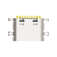 USB4520-03-0-A Receptacle USB Tipe C untuk USB 2.0, Tipe SMT, Pemasangan di Tengah, Offset 2.1mm