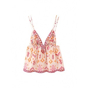 เสื้อยืดคอวีปักลูกปัดพิมพ์ลายแฟชั่นสำหรับผู้หญิง - Product Image 1