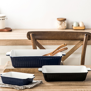 أواني خزفية مستطيلة على الطراز الإسكندنافي ، أواني خَبز ، أواني مزدوجة الأذن ، آمنة على شكل فطيرة تركيا بالميكروويف - Product Image 4