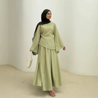 Ensemble coordonné deux pièces ample et modeste pour femmes musulmanes Brion, haut à manches longues et jupe style Abaya, pour tous les jours, toutes saisons, respirant