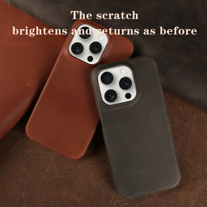 Pour <span class=keywords><strong>iPhone</strong></span> 12 13 <span class=keywords><strong>14</strong></span> 15 Series Case Balance Style et Protection avec étui de téléphone en cuir véritable Crazy Horse Pattern - Product Image 3