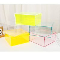 Boîte de rangement pour chaussures en acrylique coloré moderne, lavable, avec couvercle, pré-assemblée, cube de présentation personnalisé, autoportante, étui cadeau, épaisseur 3 mm, protection UV