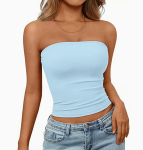 Top Corto <span class=keywords><strong>Nero</strong></span> <span class=keywords><strong>Senza</strong></span> <span class=keywords><strong>Spalline</strong></span> da Donna, Lavorato a Maglia, Tinta Unita, Elastico, Casual, <span class=keywords><strong>Senza</strong></span> Maniche, Vestibilità Regolare, per Tutte le Stagioni, <span class=keywords><strong>Reggiseno</strong></span> Sportivo - Product Image 1