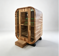 Sauna de Vapor Individual para Exteriores con Puerta de Vidrio Completa, Sauna de Madera Sólida para Jardín con Calentador Eléctrico