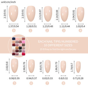 24Grds <span class=keywords><strong>Faux</strong></span> <span class=keywords><strong>ongles</strong></span> en acrylique, <span class=keywords><strong>couleur</strong></span> unie, brillants, pour l'hiver et l'<span class=keywords><strong>automne</strong></span>, 576 pièces, courts, en forme d'amande, naturels, doux, à presser - Product Image 5