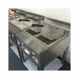 13l 2 Tank Gas Fryer Hot Selling Potato French Fries Chips Fryer Gas Frying Machine Natural 13l*2 Lpg Food Grade Stainless Steel