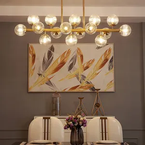 Lampu liontin emas kaca besi G9 E12, dekorasi indah Nordic