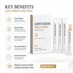 Biohacking <span class=keywords><strong>Lion</strong></span>'s Mane Jelly Stick : Stimulant Cérébral, Neuroprotection, Concentration, Mémoire, Clarté – Marque Blanche / Étiquette Privée - Product Image 6
