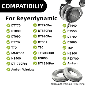 Miếng đệm tai bằng xốp mật độ cao thay thế cho tai nghe Beyerdynamic DT 770/DT770 PRO/DT511/DT801/DT831/DT901/HS300/MMX300 - Product Image 2