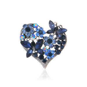 YOUFENG joyería llegada moda elegante y elegante <span class=keywords><strong>Vintage</strong></span> mariposa corazón cristal brillante broche para Mujer Flor broche Pin - Product Image 6