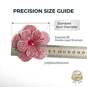 Raffinata Applicazione Floreale 3D a Doppio Strato con Strass, 8 cm |    Toppe in tessuto non tessuto per abiti fai da te, borse e accessori moda - Product Image 2