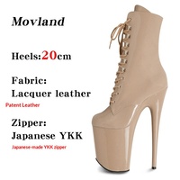 Bottes cuissardes sexy en cuir verni brillant couleur unie à plateforme de 20 cm, style stiletto, pour performance en boîte de nuit et pole dance, modèle professionnel