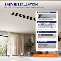 Diffuseur linéaire de plafond en plastique, grille d'aération réglable à lames noires, pour système CVC (alimentation et retour d'air)