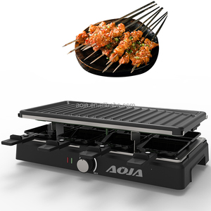 Grill et <span class=keywords><strong>Raclette</strong></span> 2-en-1 <span class=keywords><strong>avec</strong></span> 8 Plaques, Plaque de Cuisson Électrique Antiadhésive en <span class=keywords><strong>Pierre</strong></span> et Aluminium pour Barbecue et Fromage - Product Image 2