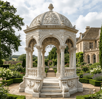 Gazebo en marbre blanc naturel de haute qualité personnalisable pour la décoration extérieure de jardins, villas et manoirs