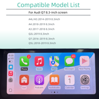 Décodeur Carplay Décodeur d'interface Carplay sans fil pour la mise à niveau de l'écran d'origine de l'Audi Q7 A3 A4 A4L A5 Écran de 8.3 pouces