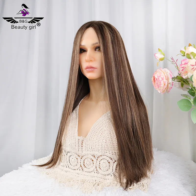 Grosir 100% rambut Virgin manusia mentah Hd renda depan Jewsih Wig sorot lurus bergelombang tanpa lem Wig renda Frontal