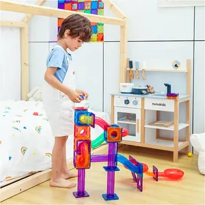 MNTL教育用100pcs大理石ラン磁気タイルカラフルな磁気おもちゃ子供のための安全なビルディングブロック