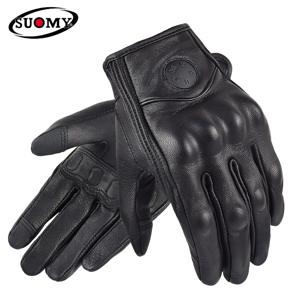 Summer Motorcycle Gloves Retro Man Women Motocross Gloves Touch Screen Genuine Leather Moto Racing Equipment Motorbike Gloves
