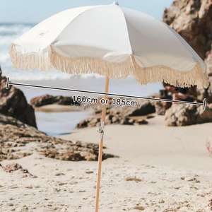 Sombrillas de Playa de Madera con Flecos Vintage, Personalizadas, de Primera Calidad, para Exteriores, 2025, Lona de Algodón, para Hoteles, Terrazas, Jardines y Parques - Product Image 2