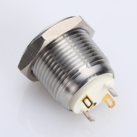 ONPOW 16mm Étanche En Acier Inoxydable Anneau Rond Led Signal Bouton Poussoir Interrupteur (GQ16F-10E/J/R/1.8 V/S) CE, RoHS