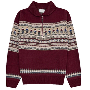 Suéter de Media Cremallera para Hombre, Otoño Invierno, Estilo Retro, Tejido Holgado, Cuello Solapa, Jersey Versátil, Prenda Superior Masculina, Ropa de Punto Versátil para Hombre - Product Image 1