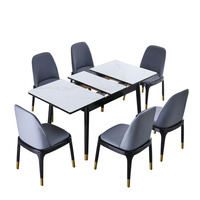 Table à Manger Extensible en Marbre 6 8 10 Places Meuble de Salle à Manger