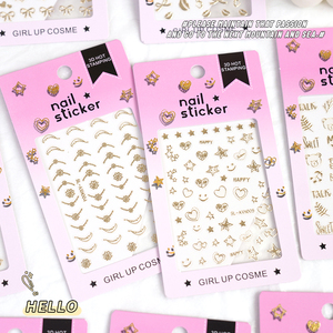 SHANLE Adesivi per Unghie 3D Mini Dorati con Stampa a Caldo, Decorazioni Regalo per Ragazze, Cosmetici alla Moda Fai da Te, Cuori, <span class=keywords><strong>Stelle</strong></span>, Luna, Diamanti, Labbra, Fiocchi, Lettere - Product Image 2