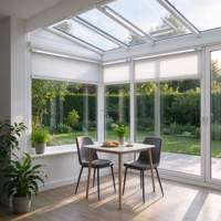 Véranda moderne en aluminium avec ventilation automatique par puits de lumière, salle de patio en verre avec capteur de pluie pour la maison
