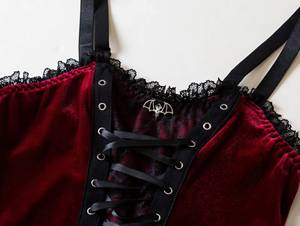 Cross-border Dark Gothic Velvet Lace-up Corset-Halloween Lace <b>Patchwork</b> Sling Tank <b>Top</b> Breathable Bustier Short 2205 Wholesale - Product Image 5