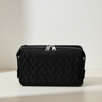 Sac de toilette portable en néoprène grande capacité, motif lettres, pour femme, fermeture éclair, étanche, durable, idéal pour les voyages