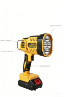 Lampe de travail universelle compatible QIVOLT, alimentée au lithium, lampe de camping LED portable, entretien extérieur, plastique, garantie 1 an