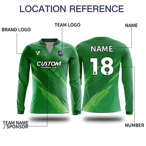 Maillot de football personnalisé pas cher et respirant, haut de gamme en polyester vert à manches longues pour hommes, t-shirts d'entraînement PZ-X25019 - Product Image 3